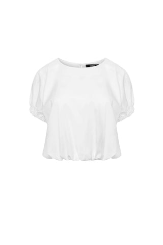 Bluzka bawełniania Beliz ze ściągaczem biała - ECHO
