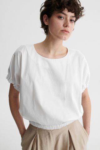 Bluzka bawełniania Beliz biała z ściągaczem biała - ECHO