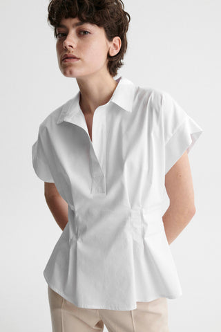 Taliowana bluzka z krótkim rękawem Alkena biała - ECHO