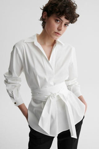 Elegancka koszula z szarfą Taylor biała - ECHO