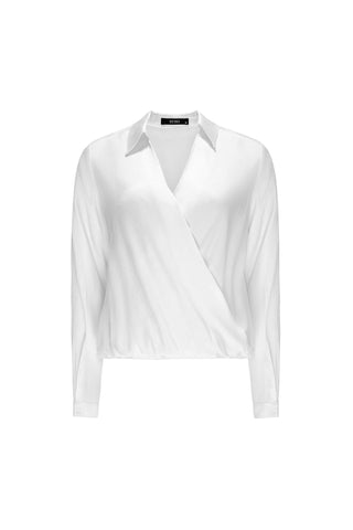 Elegancka bluzka Lessie z zakładanym dekoltem biała - ECHO