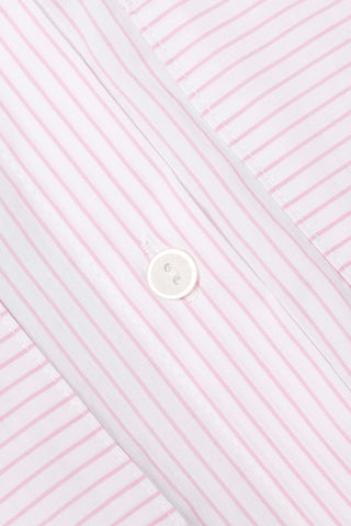 Bawełniana koszula w prążek z gumką w talii Maddy różowa - ECHO