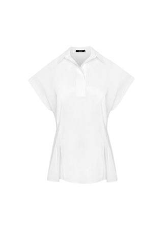 Taliowana bluzka z krótkim rękawem Alkena biała - ECHO