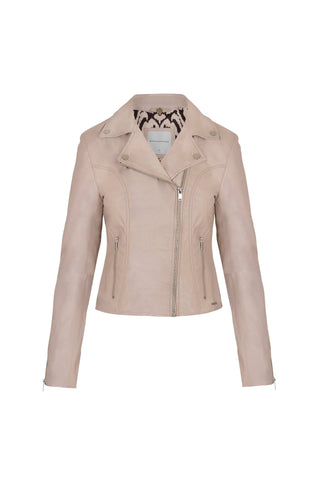 Kurtka ramoneska skórzana Emily beżowa