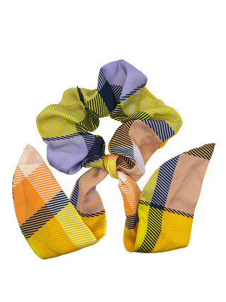 Gumka scrunchie w kratkę
