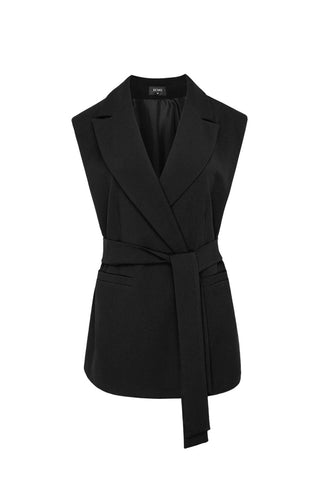Elegancka kamizelka wiązana w talii Dagie czarna 4 - ECHO