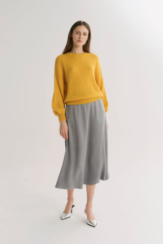 Sweter z domieszką moheru Puffy musztardowy