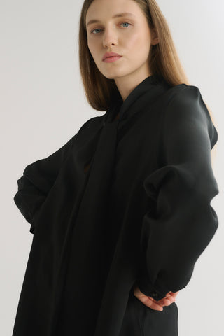Czarna sukienka koszulowa z szarfą Anne